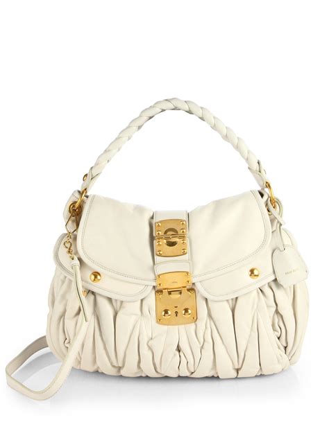 miu miu chain handle shoulder bag|White Leather Shoulder Bag .